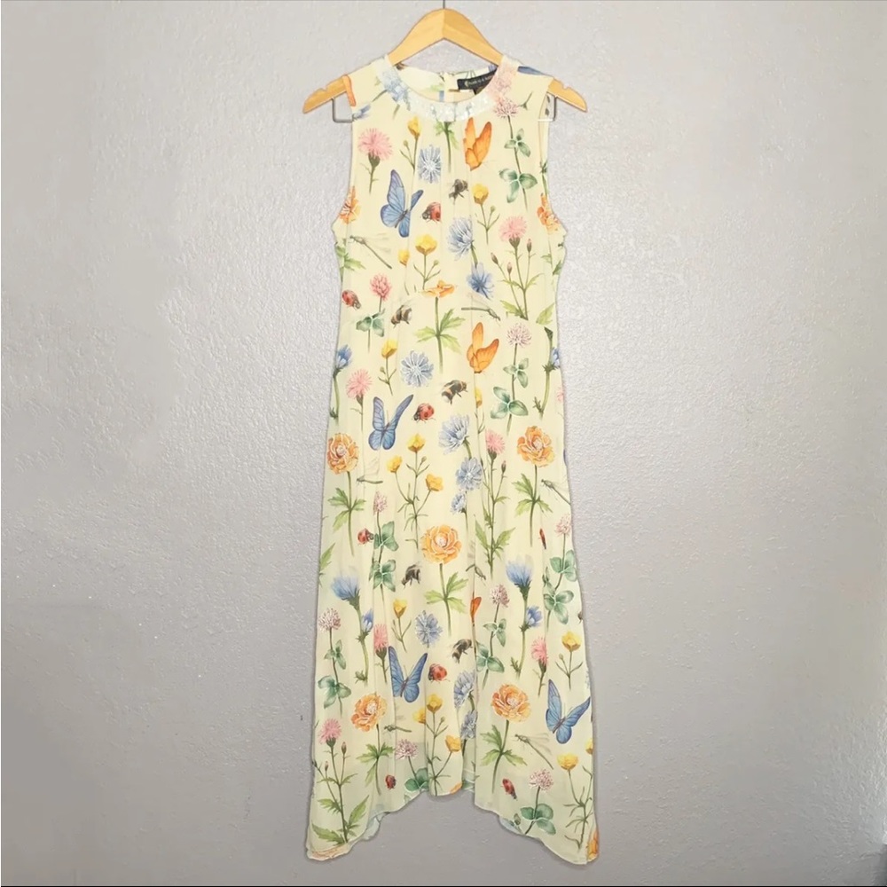 Anthropologie Pankaj & Nidhi Butterfly Dress Size 2 Beaded Spring Wedding